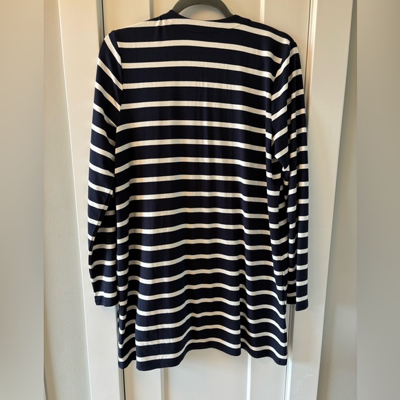 J. Jill Weaver Single Button Cardigan M Navy Striped Long Sleeve Stretch - Picture 3 of 8